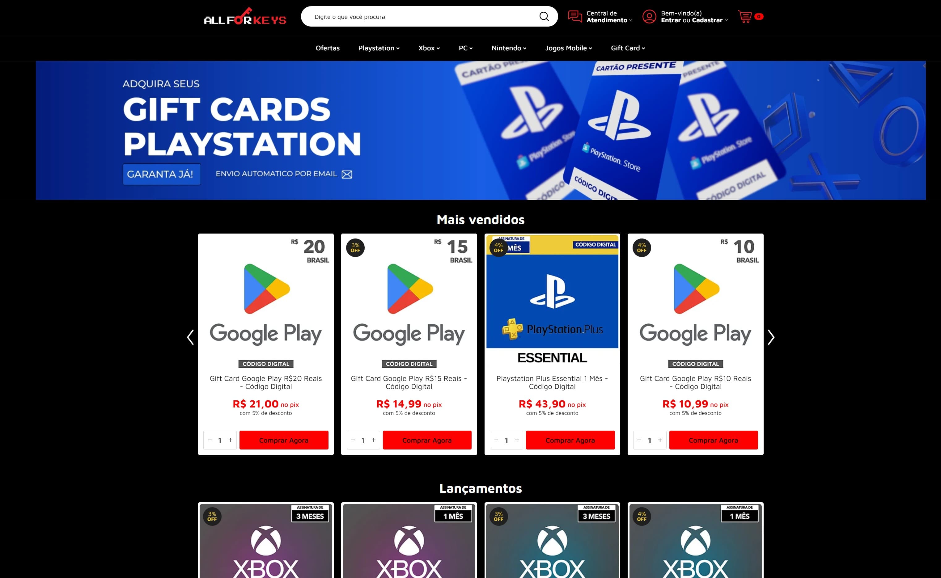 Preview do site allforkeys.com.br